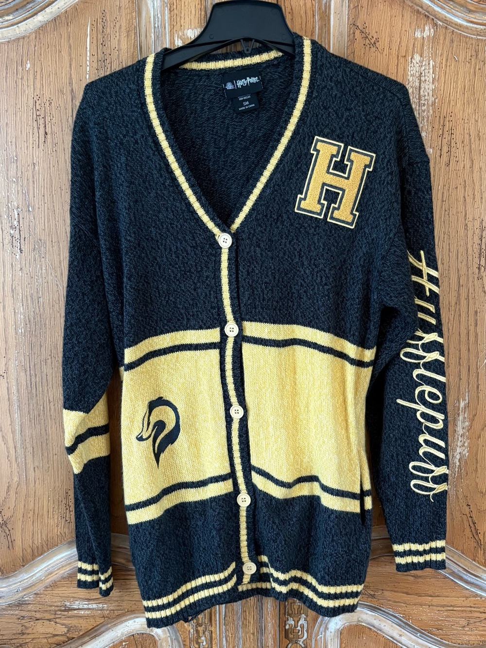 Harry Potter Hufflepuff Varsity Cardigan Sweater SM